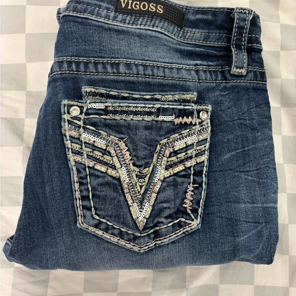 Vigoss Women's Blue Jeans with Sequin Pocket